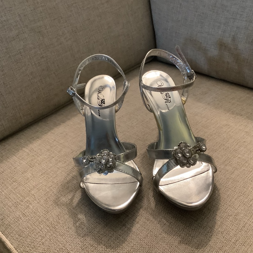 Silver, heels, size 9